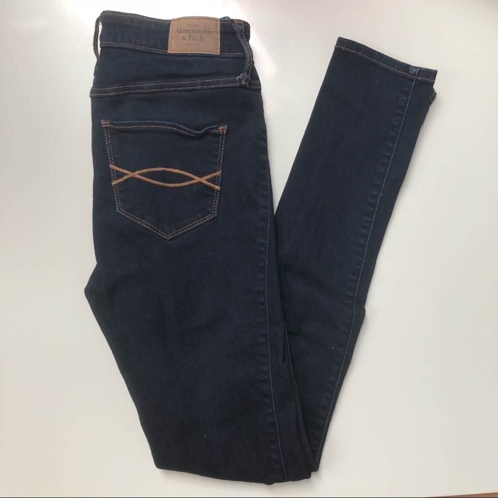 A&F dark wash super skinny jeans